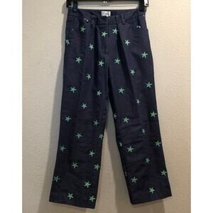 Vintage Lilly Pulitzer Dark Blue Green Starfish White Label Pants Size 4